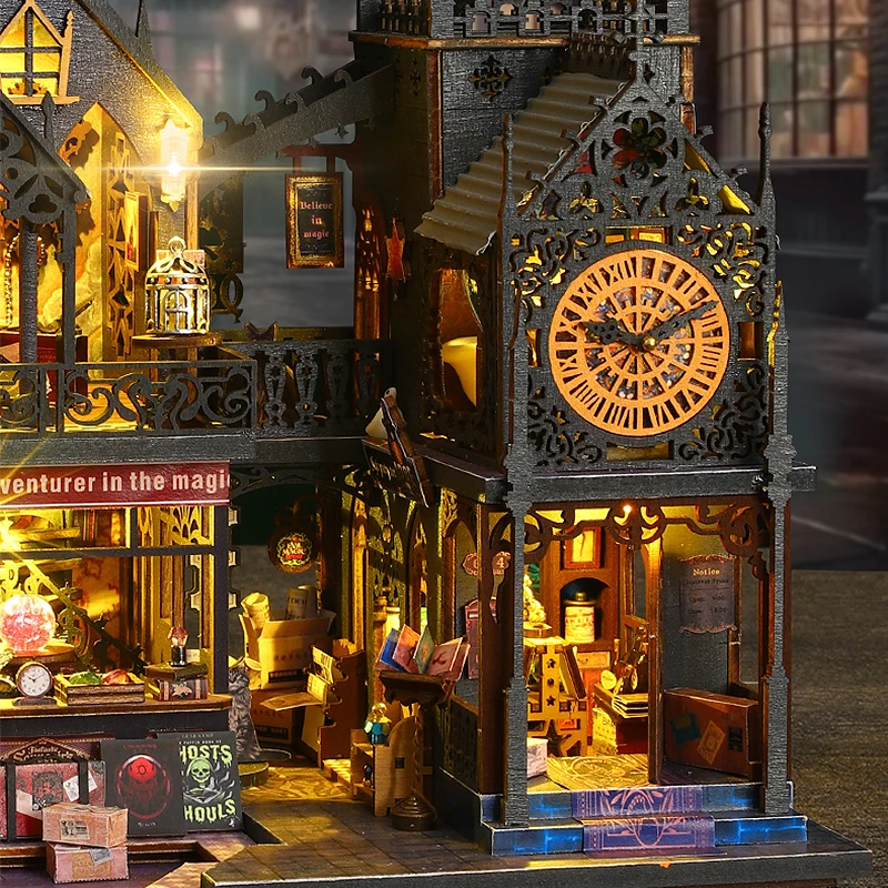 Retro Magic City DIY Wooden Doll Houses Assembled Building Kits With Furniture LED Lights Home Decoration Adult Handmade Gifts