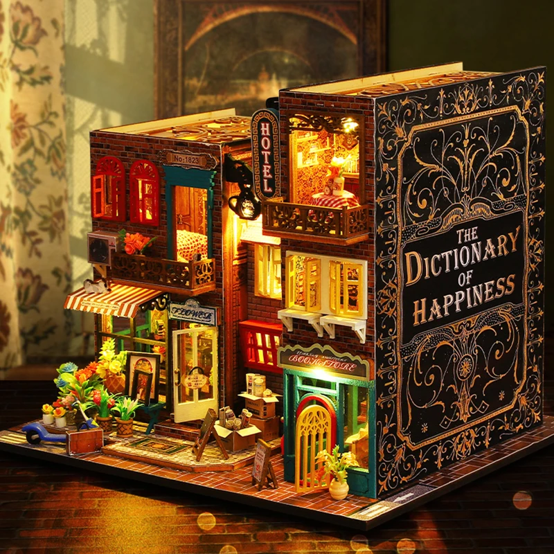 Retro Magic City DIY Wooden Doll Houses Assembled Building Kits With Furniture LED Lights Home Decoration Adult Handmade Gifts