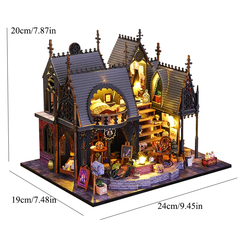 Retro Magic City DIY Wooden Doll Houses Assembled Building Kits With Furniture LED Lights Home Decoration Adult Handmade Gifts