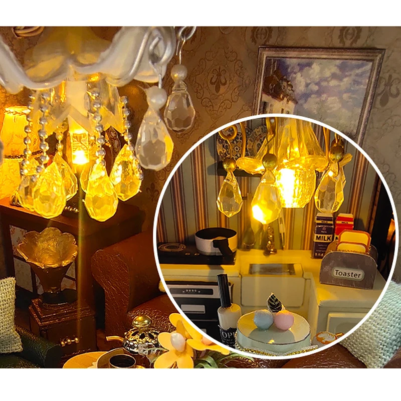 Retro Magic City DIY Wooden Doll Houses Assembled Building Kits With Furniture LED Lights Home Decoration Adult Handmade Gifts