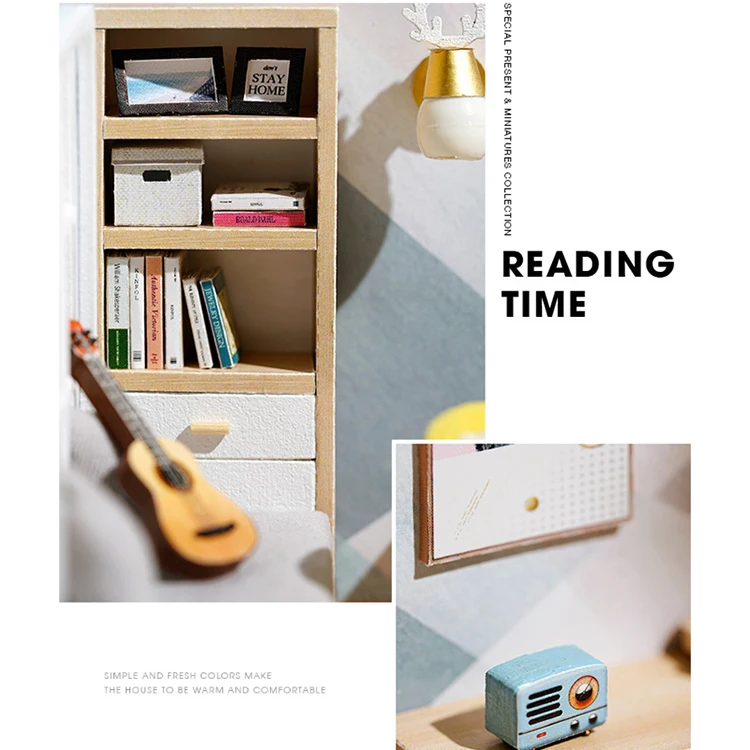 Wooden Miniature Sunshine Study DollHouse DIY Small House Kit Making Room Toys Assembly Building Model Doll House Toys For Gifts