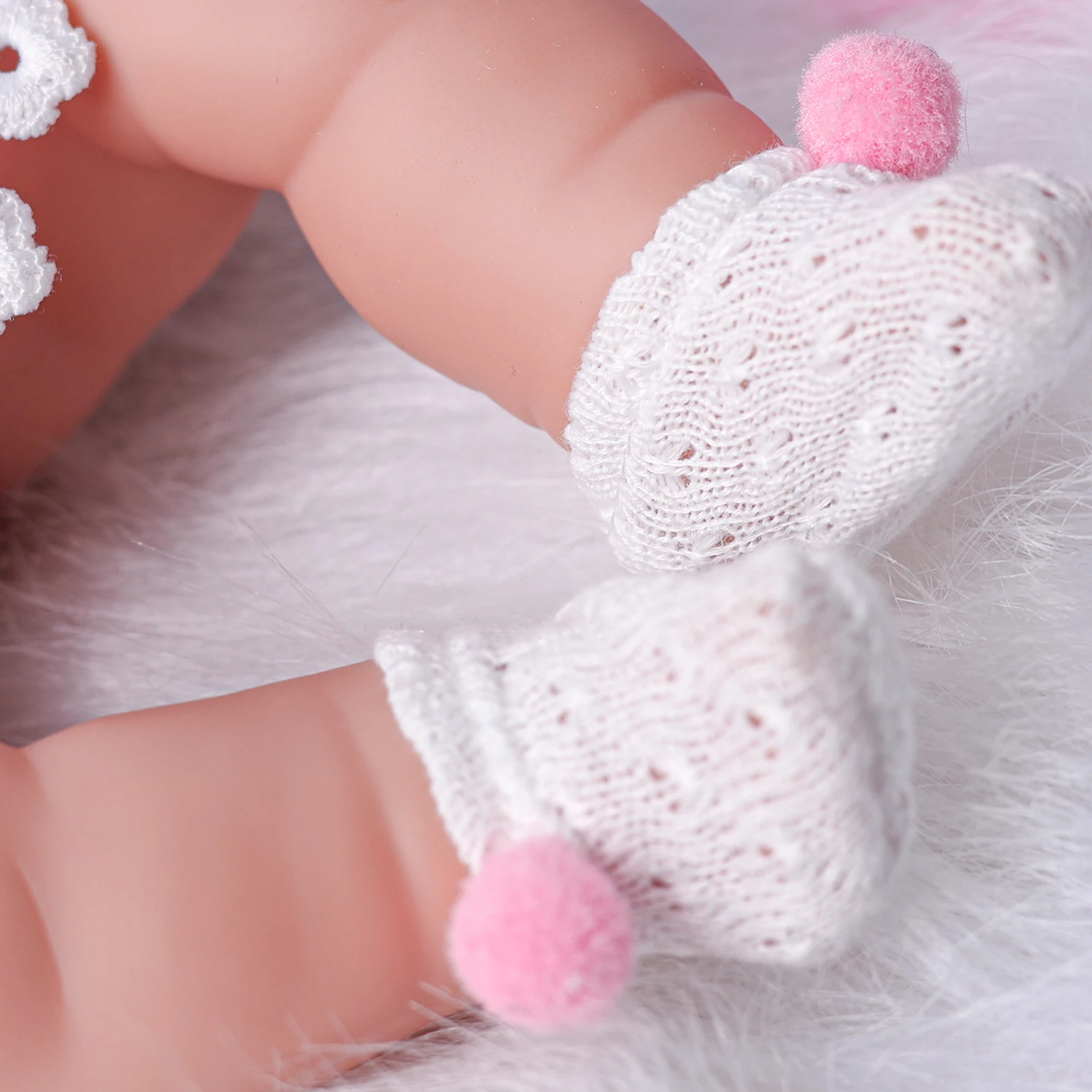 32cm/12.6 Inches Bebe Reborn Baby Doll Pink Color Clothes Vinyl Body Realistic New Born Baby Dolls with Fashion Stocking Gift