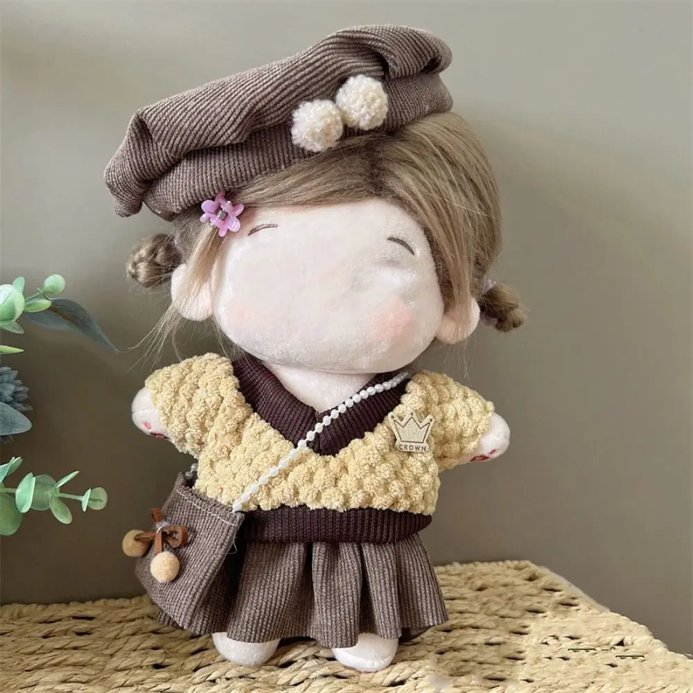 For 20CM Cotton Doll Clothes Cap Headdress Multicolor Miniature Dress Suit Doll Accessories Cosplay Doll Headwear Dress Set