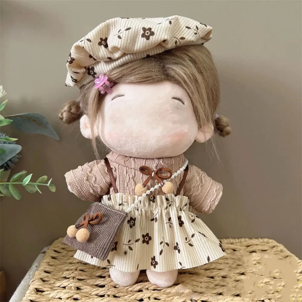 For 20CM Cotton Doll Clothes Cap Headdress Multicolor Miniature Dress Suit Doll Accessories Cosplay Doll Headwear Dress Set