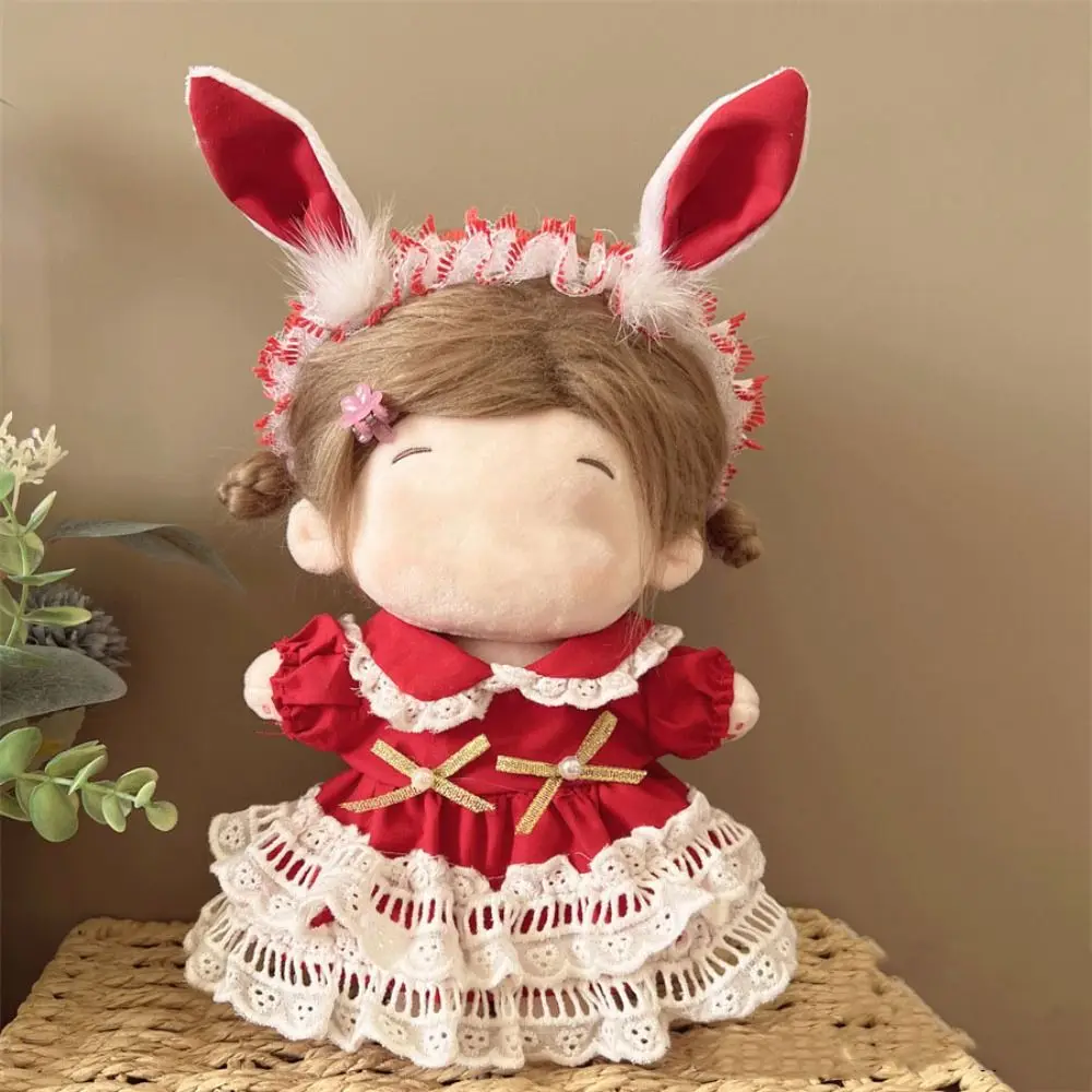 For 20CM Cotton Doll Clothes Cap Headdress Multicolor Miniature Dress Suit Doll Accessories Cosplay Doll Headwear Dress Set