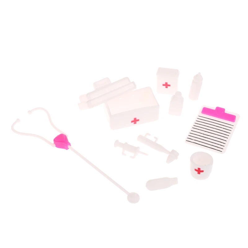 10Pcs/set Dollhouse Miniature Stethoscope Mini Syringe Medical Appliances Doctor Tool Model Hospital Scene Decoration Toys