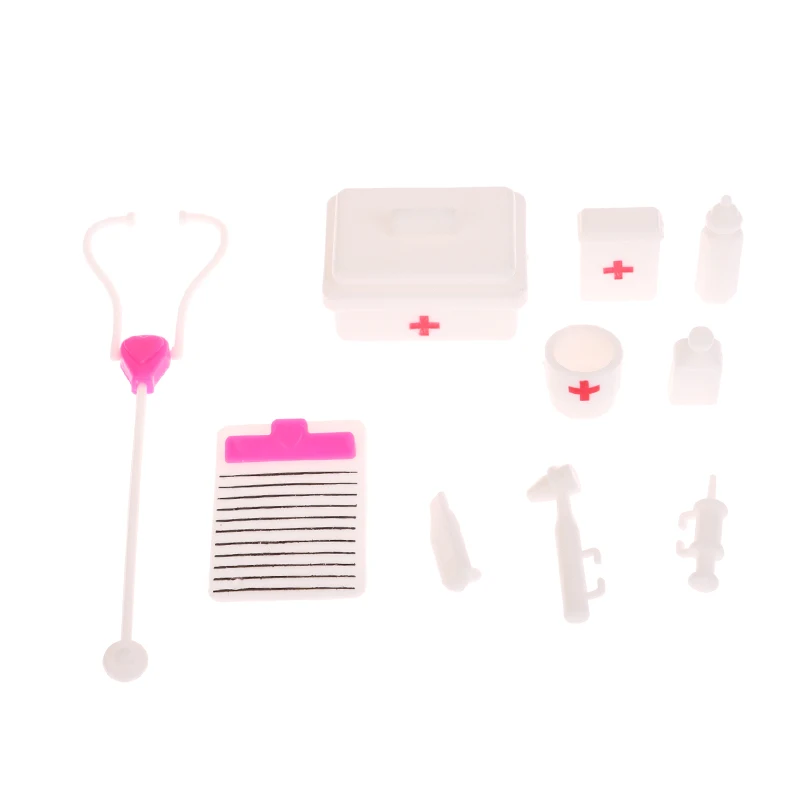 10Pcs/set Dollhouse Miniature Stethoscope Mini Syringe Medical Appliances Doctor Tool Model Hospital Scene Decoration Toys