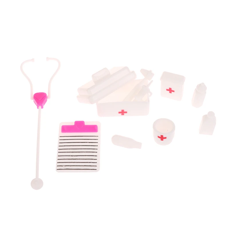 10Pcs/set Dollhouse Miniature Stethoscope Mini Syringe Medical Appliances Doctor Tool Model Hospital Scene Decoration Toys
