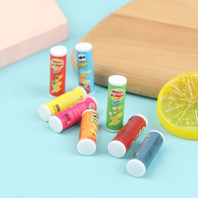 4pcs/set 1:12 Dollhouse Mini Canned Potato Chips Miniature Food Toy Model Shooting Props Excluding Potato Chips