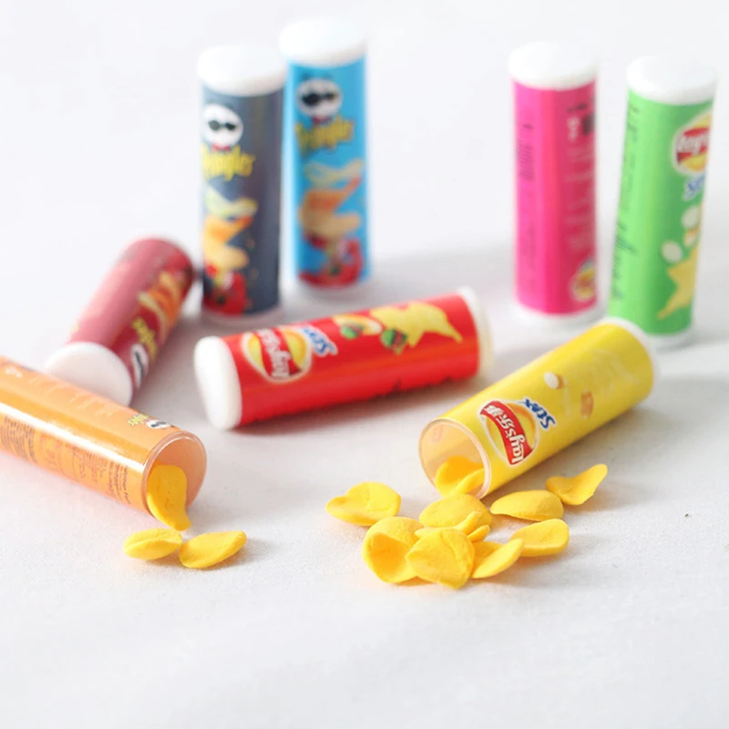 4pcs/set 1:12 Dollhouse Mini Canned Potato Chips Miniature Food Toy Model Shooting Props Excluding Potato Chips