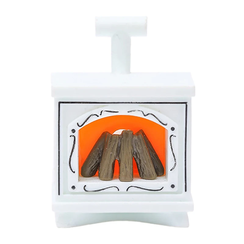 1PCS Dollhouse Miniature Fireplace Glowing Stove Model House Furniture Kitchen Living Scene Decor Toy