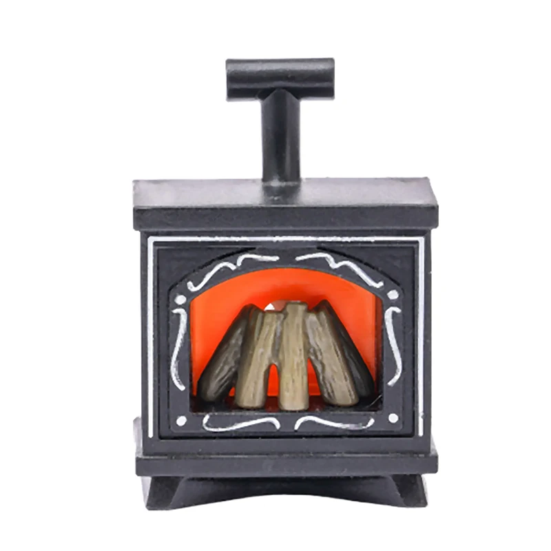 1PCS Dollhouse Miniature Fireplace Glowing Stove Model House Furniture Kitchen Living Scene Decor Toy