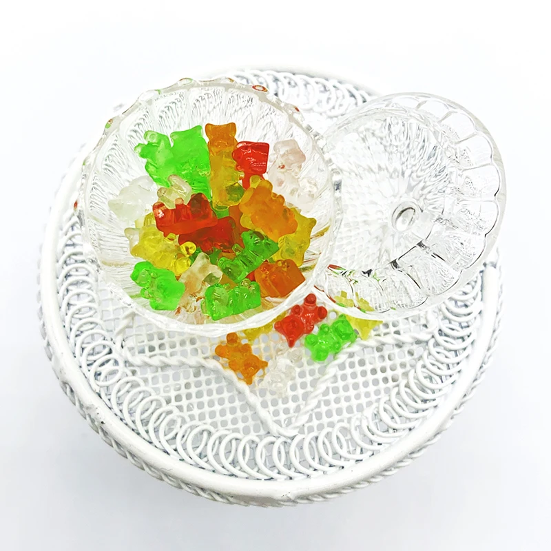 20Pcs Mini Resin Colorful Bear Ornaments DIY Crafts Dollhouse Candy Decoration
