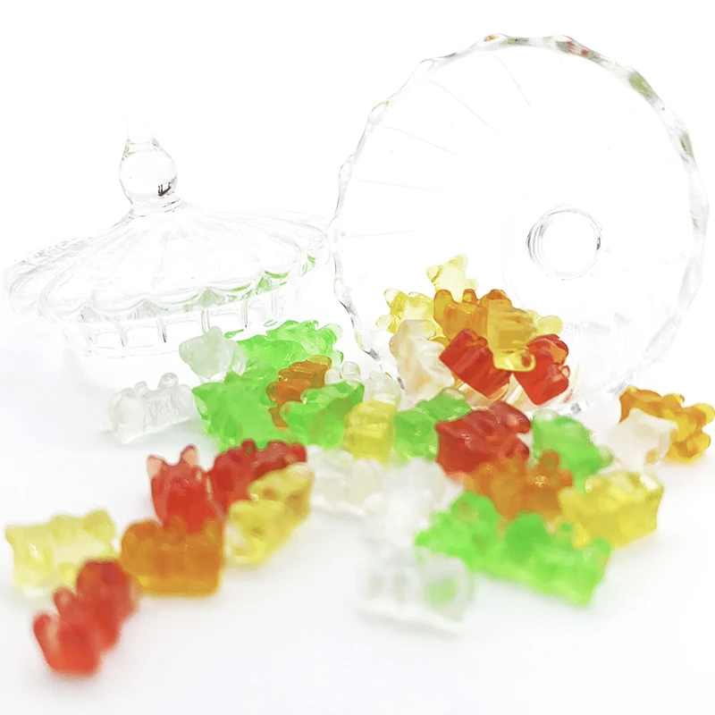 20Pcs Mini Resin Colorful Bear Ornaments DIY Crafts Dollhouse Candy Decoration