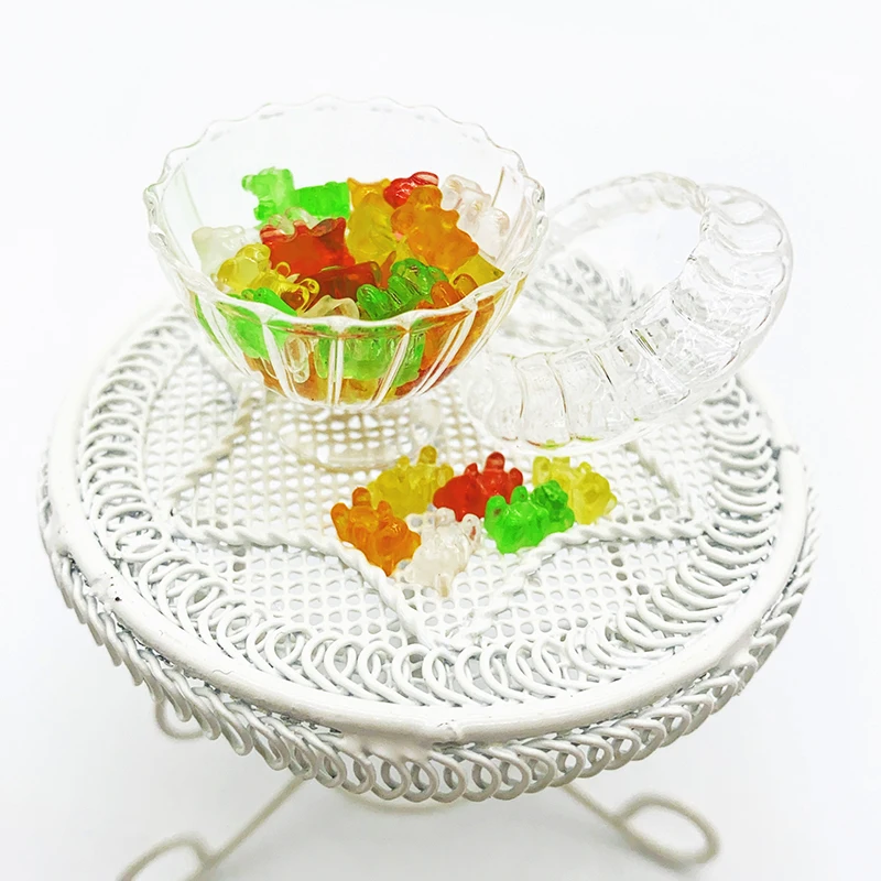 20Pcs Mini Resin Colorful Bear Ornaments DIY Crafts Dollhouse Candy Decoration