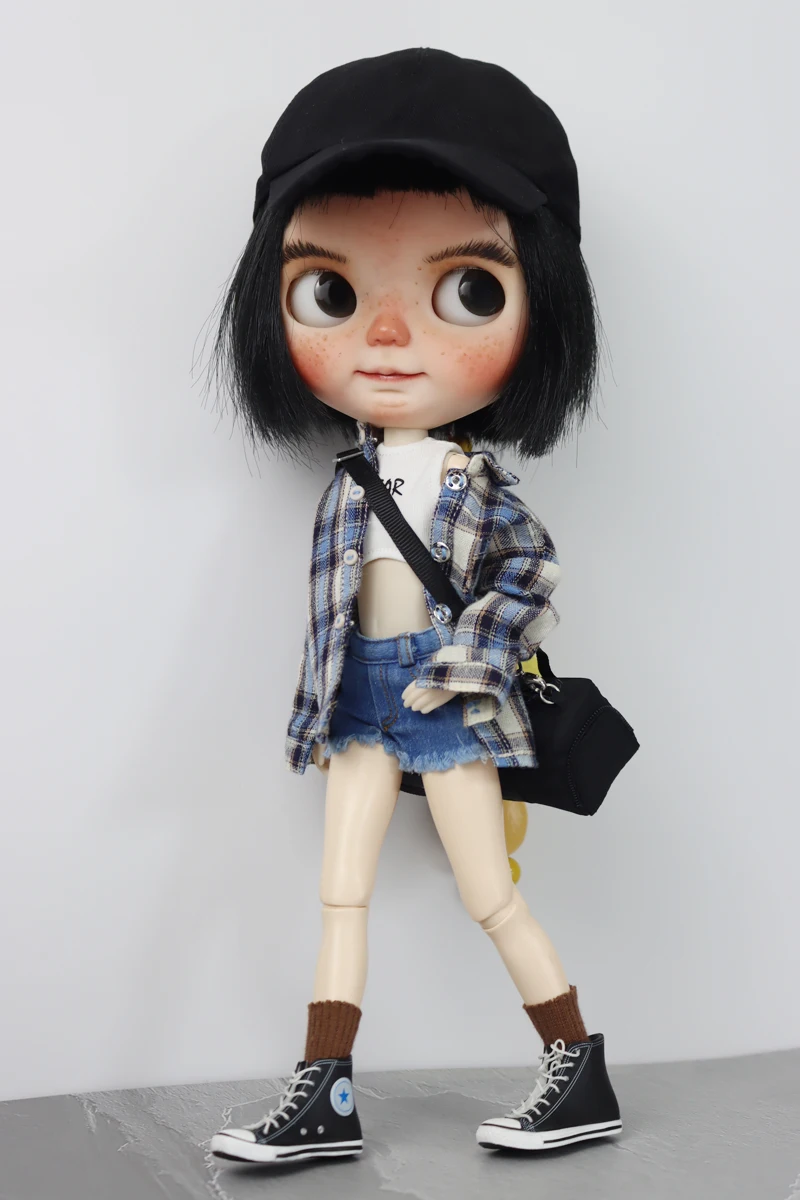 For Blythe Doll Clothes Jeans Pants for Ob24 Ob22 Azone Dolls Outfit Tight Shirt