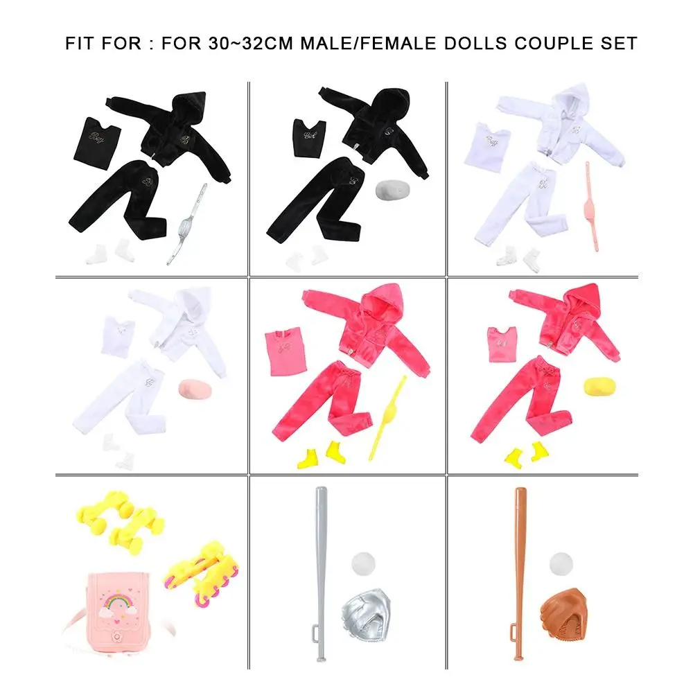 9 Styles Male/Female Doll Clothing High Quality 2024 Fashion Casual Wear Shoes Velvet Sportswear Caps 30CM Doll