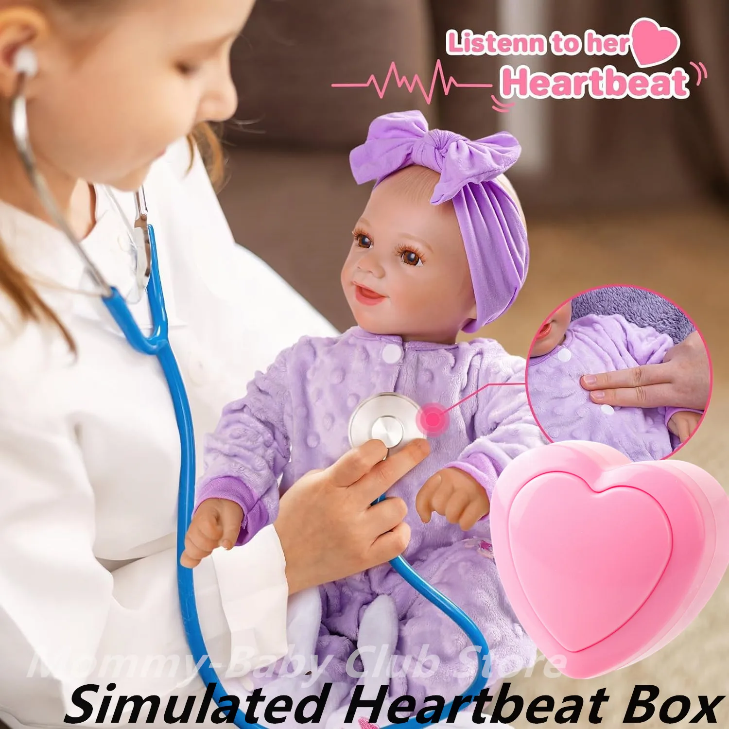 2Pcs/Lot DIY Accessories Simulated Heartbeat Box for Reborn Dolls Newborn Baby Toys with Lifelike Heartbeat Accompany Kids Gift