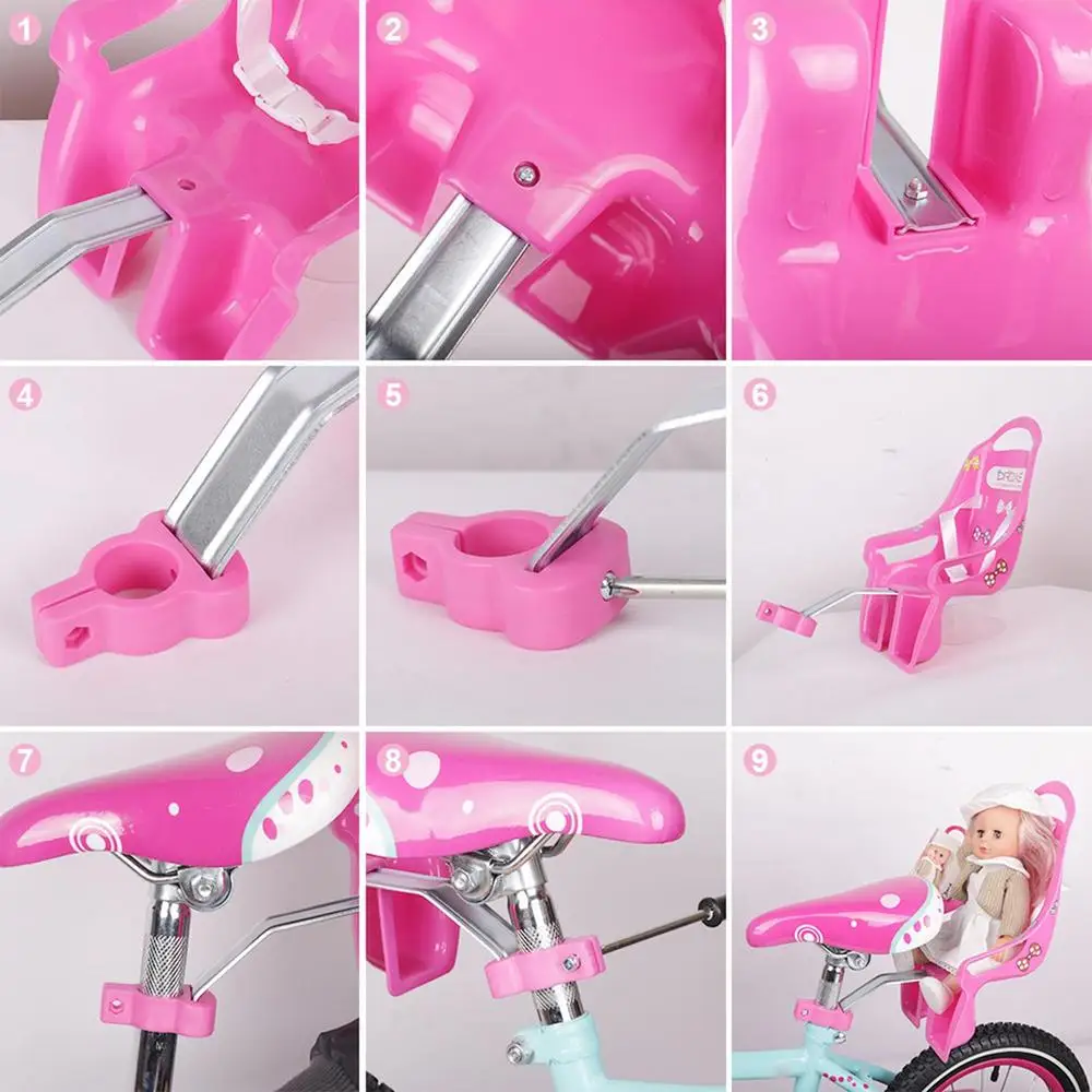 Cute for Doll Bike for Seat Girls Bike Attachment Bike School Girl Kids Children Bicycle Accessories for Doll with Safe