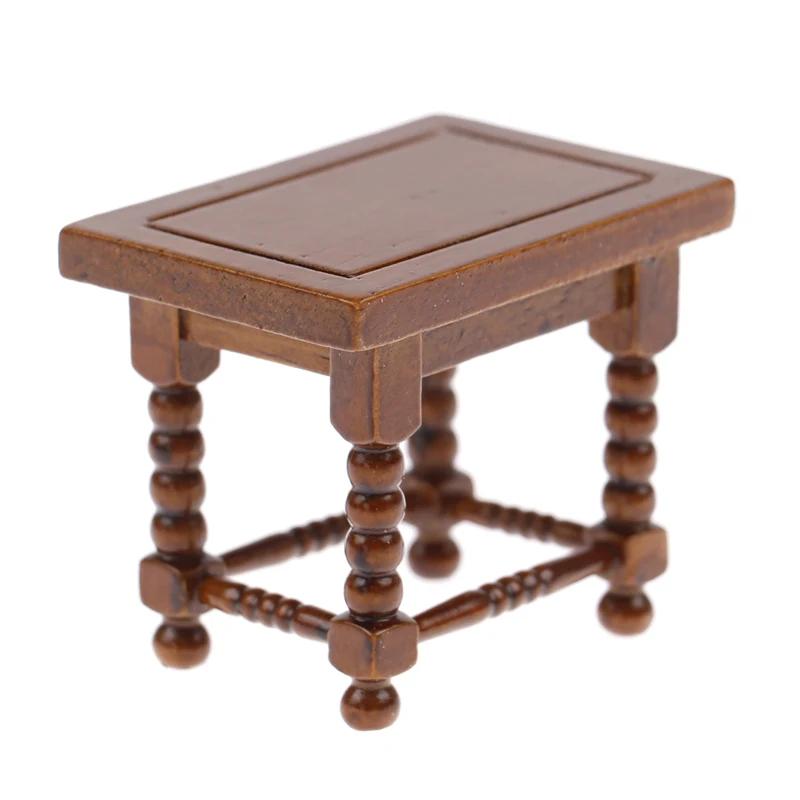1:12 Dollhouse Miniature Wooden Brown Coffee Table Bedside Stool Doll Furniture Decor Toy