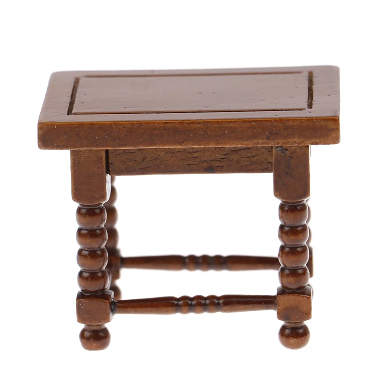 1:12 Dollhouse Miniature Wooden Brown Coffee Table Bedside Stool Doll Furniture Decor Toy