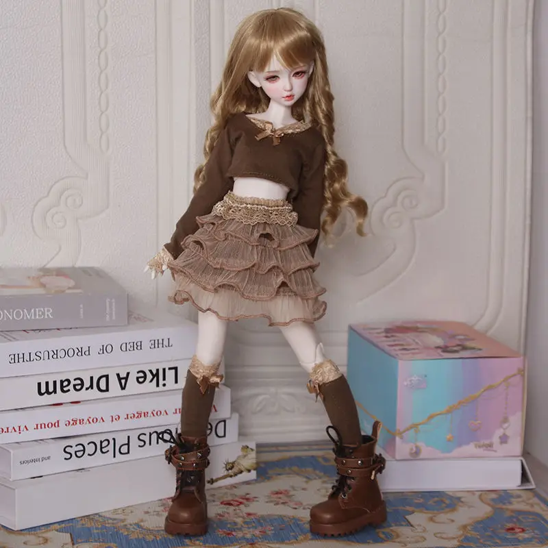 1/3 1/4 1/6 Doll's Clothes Suit for 60/45/30cm Bjd Doll Knitted Top Yarn Skirt Diy Girl Toy Dress Up Play House Doll Accessories