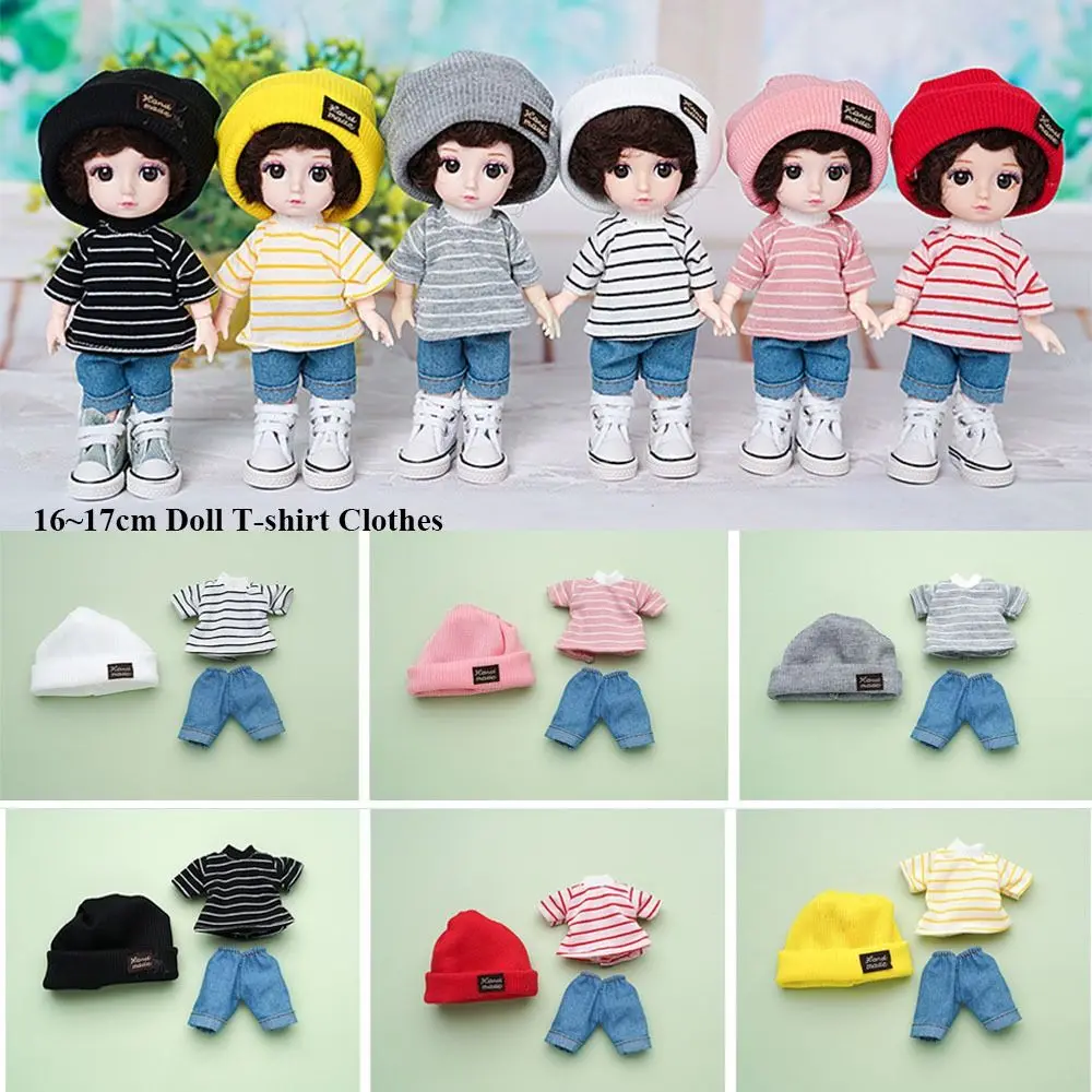 16~17cm Doll T-shirt Clothes High-end Dress Up Can Dress Up Doll Clothes Jeans Pants Suit Doll Knitted Hats DIY Dolls Toys