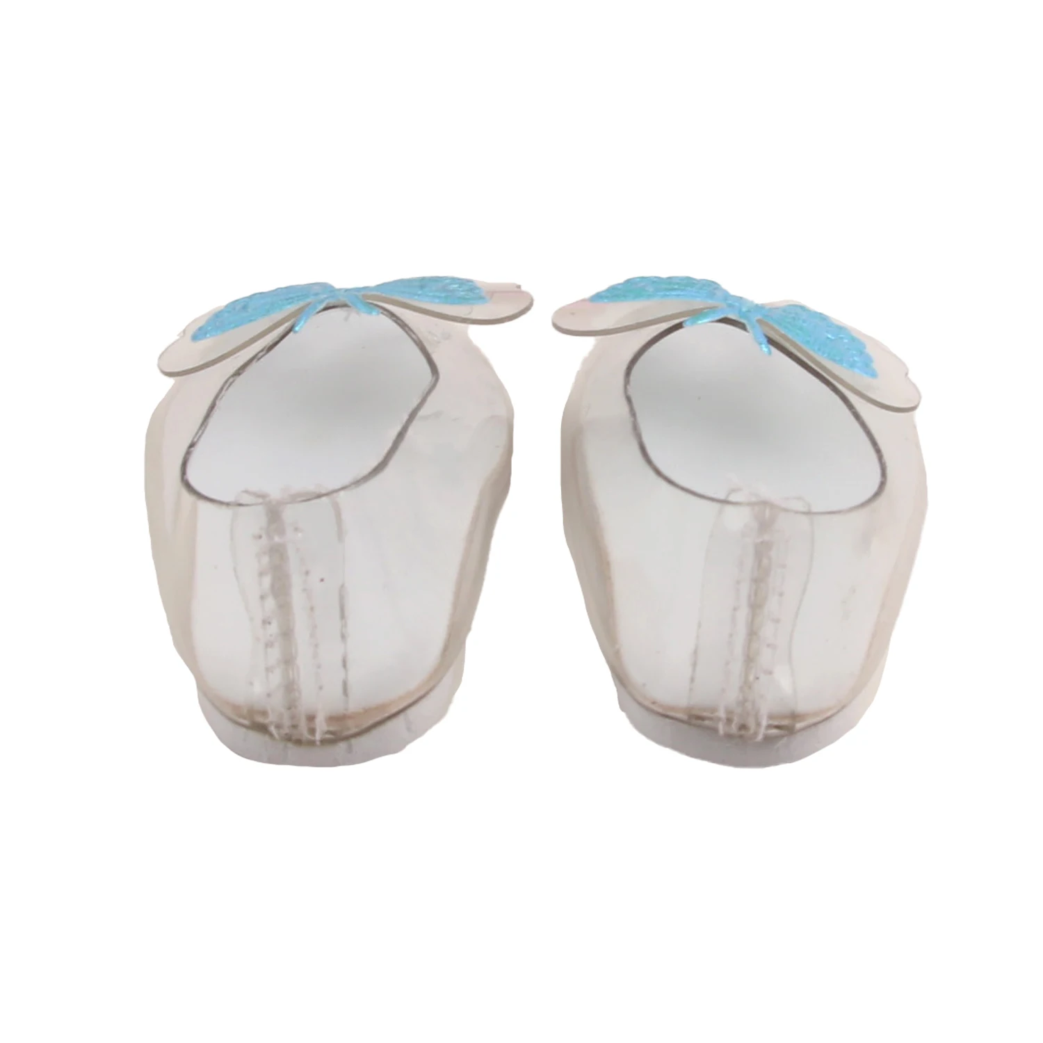 7cm Transparent Doll Shoes For 18Inch American Doll Blue Butterfly Princess Shoes For 43cm Baby Newborn&Russia,BJD,OG Girl Doll