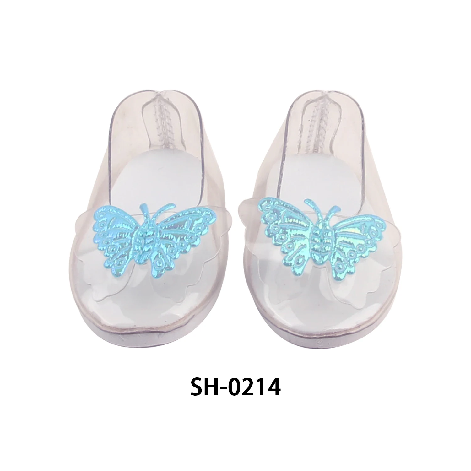7cm Transparent Doll Shoes For 18Inch American Doll Blue Butterfly Princess Shoes For 43cm Baby Newborn&Russia,BJD,OG Girl Doll