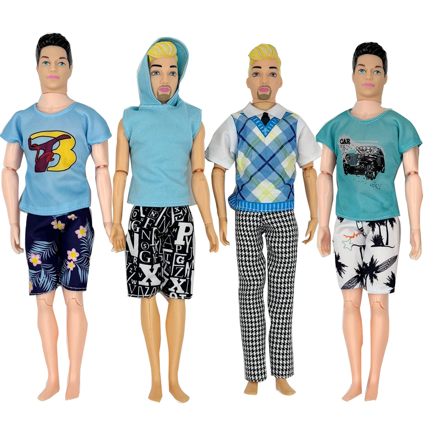 4pcs Fashion Doll Clothes Set - 12'' Cotton Accessories, Casual Style, Includes Jackets, Shirts, Pants, and Hats, Perfect Gift