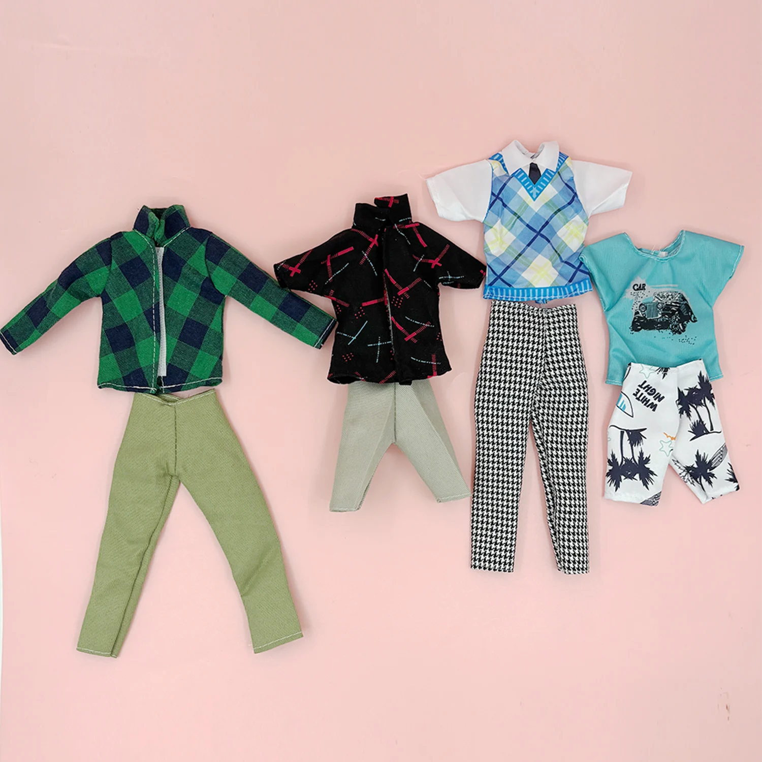 4pcs Fashion Doll Clothes Set - 12'' Cotton Accessories, Casual Style, Includes Jackets, Shirts, Pants, and Hats, Perfect Gift