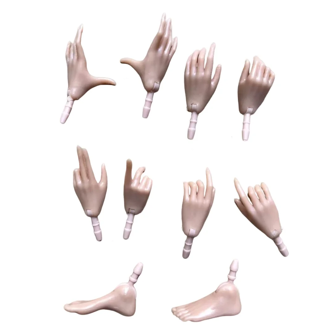 MENGF Doll Hands Feet 1/6 Doll Parts Beige Latin Dark Brown Doll Accessories DIY Dressing Doll Decors Hands Legs Feet