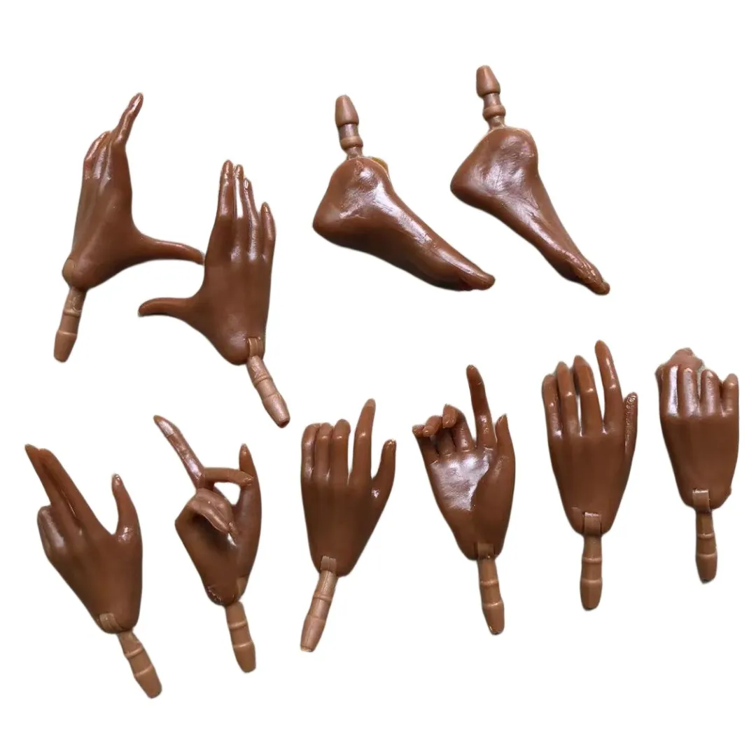 MENGF Doll Hands Feet 1/6 Doll Parts Beige Latin Dark Brown Doll Accessories DIY Dressing Doll Decors Hands Legs Feet