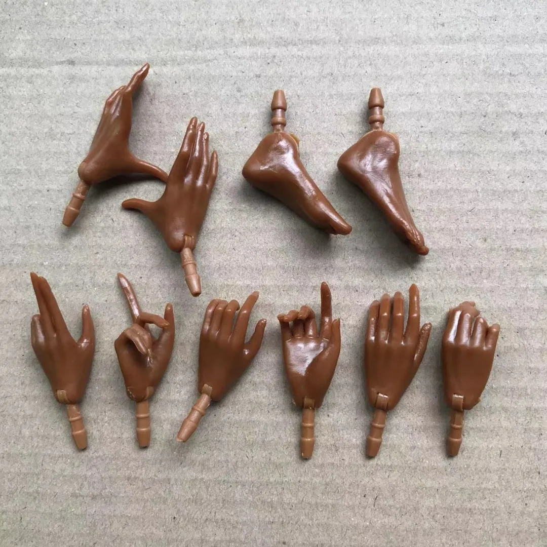 MENGF Doll Hands Feet 1/6 Doll Parts Beige Latin Dark Brown Doll Accessories DIY Dressing Doll Decors Hands Legs Feet