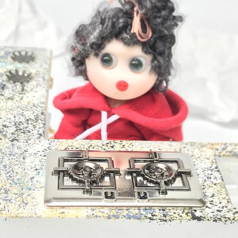 1 Set 1:12 Dollhouse Miniature Gas Stove Metal Model Toy Doll House Decor Kids Gift