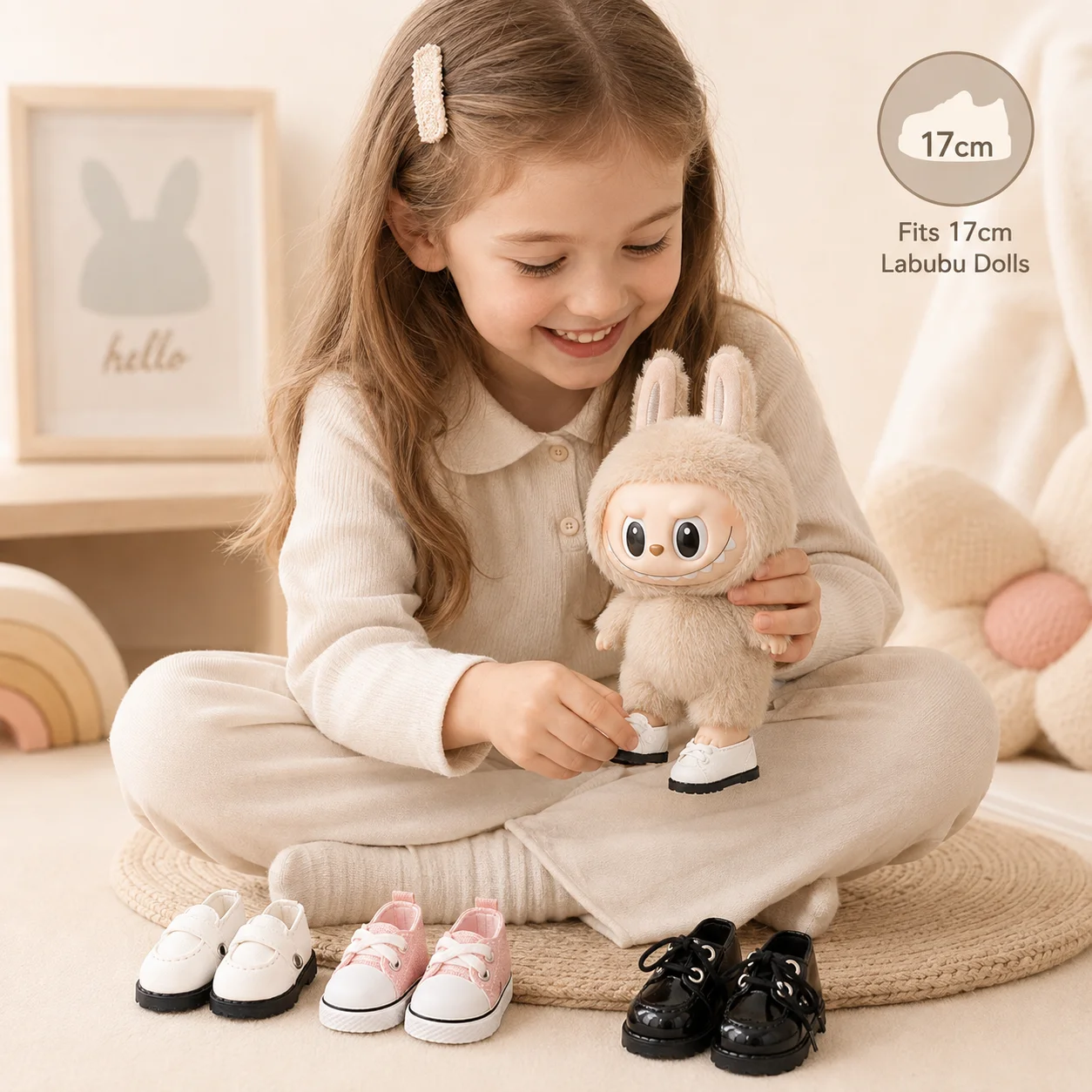 Cute Min Shoes for 17cm Labubu Doll Multi Color Mini Sneakers Loafers Dress Shoes Cute Replacement Footwear Accessories for Doll