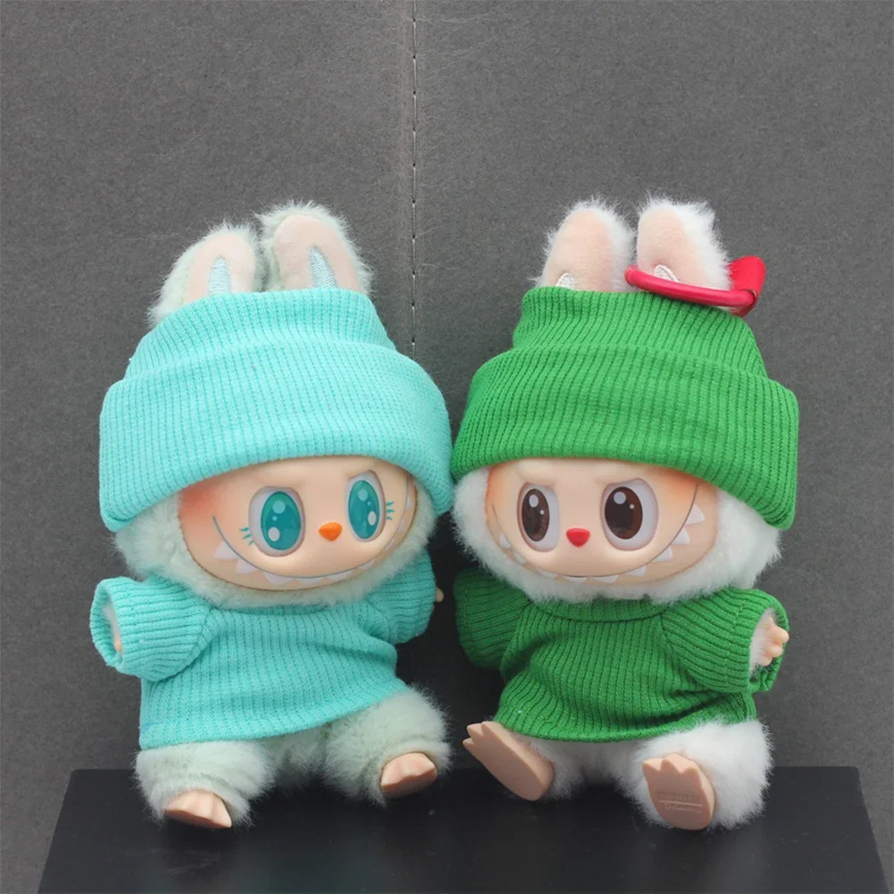 for 15/17cm Ropa Labubu Doll Clothes Match Knitted Hat Sweater Set T-shirt Dopamine Color Matching Fashion Design
