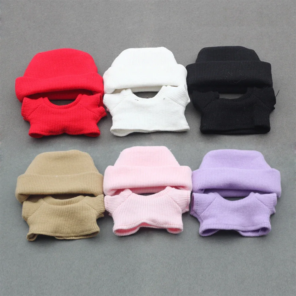 for 15/17cm Ropa Labubu Doll Clothes Match Knitted Hat Sweater Set T-shirt Dopamine Color Matching Fashion Design