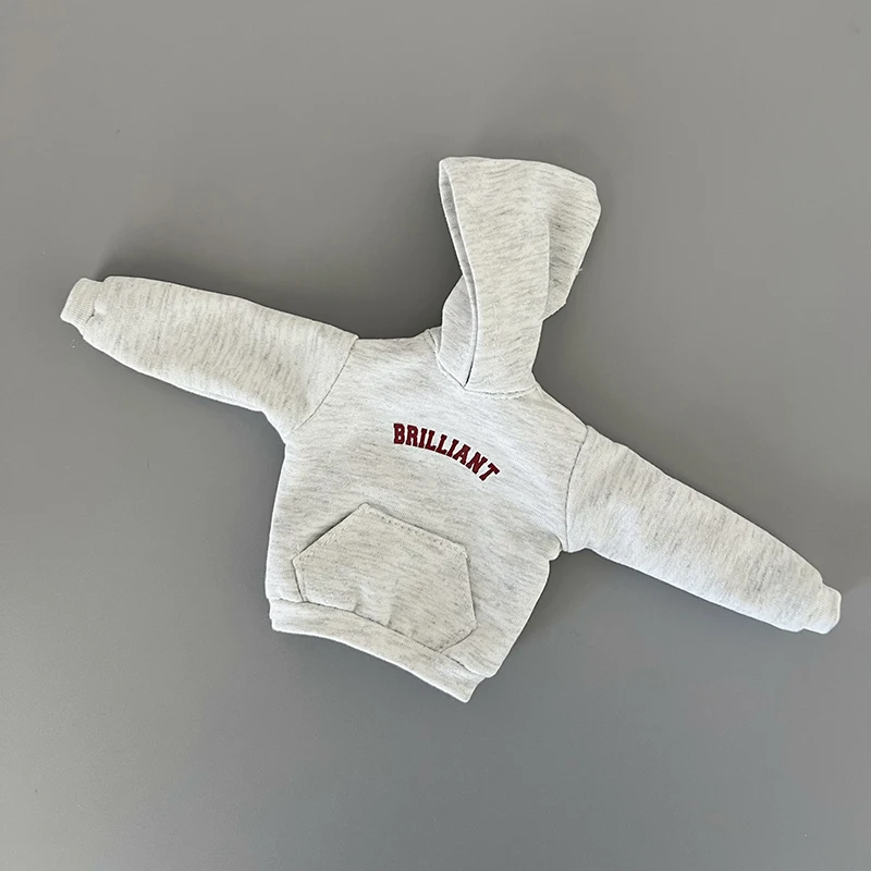 DLBell Blyth Clothes Trendy Grey Hoodie Letter Print Streetwear Casual Pullover Sweatshirt for Blyth OB24 Azone Pullip 1/6 Dolls