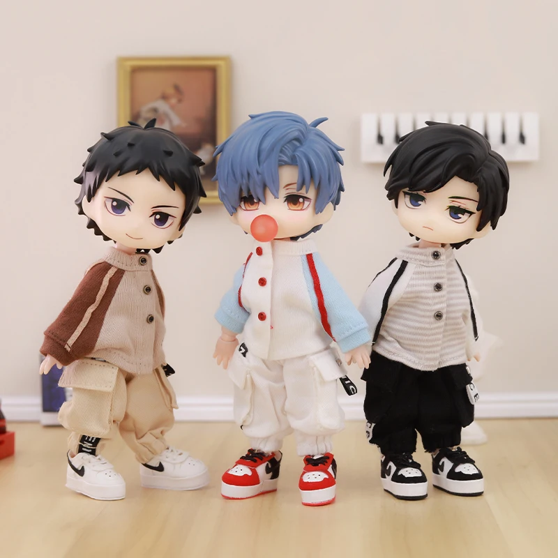OB11 Baby Clothes Baseball Uniform Letter Overalls Suit Coat Fashion Pants For Obitsu11 YMY Body 1/12 BJD Doll
