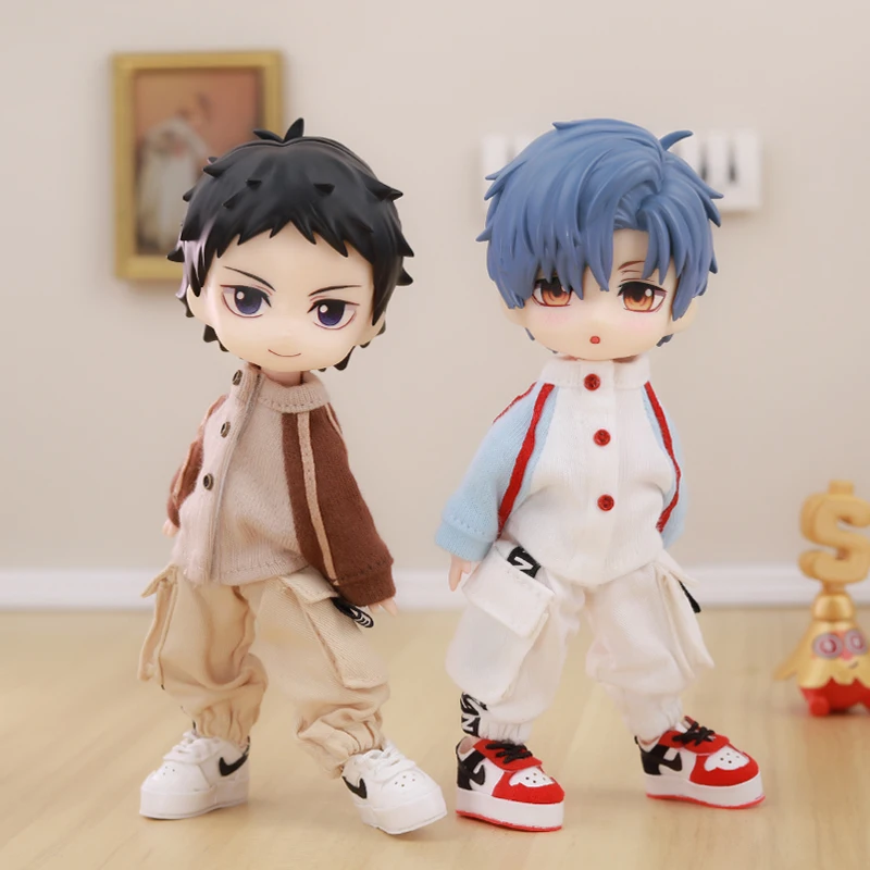 OB11 Baby Clothes Baseball Uniform Letter Overalls Suit Coat Fashion Pants For Obitsu11 YMY Body 1/12 BJD Doll
