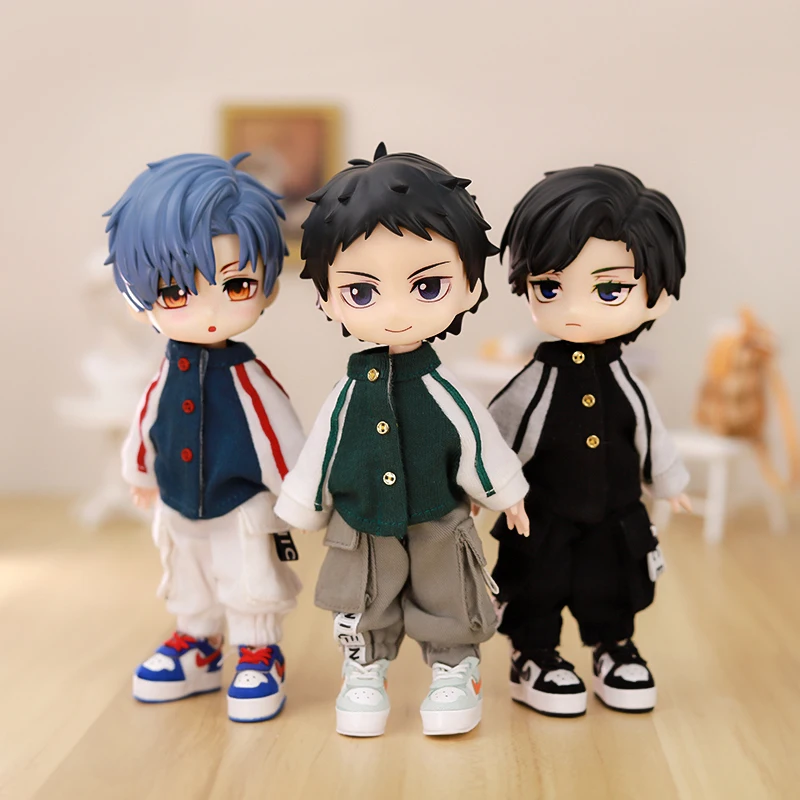 OB11 Baby Clothes Baseball Uniform Letter Overalls Suit Coat Fashion Pants For Obitsu11 YMY Body 1/12 BJD Doll