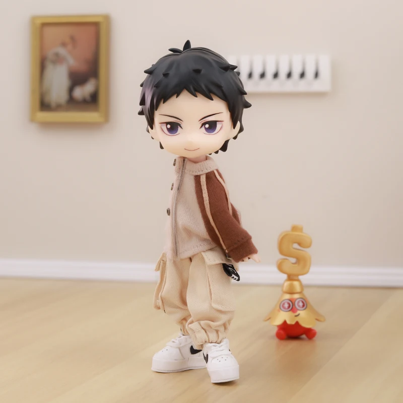OB11 Baby Clothes Baseball Uniform Letter Overalls Suit Coat Fashion Pants For Obitsu11 YMY Body 1/12 BJD Doll