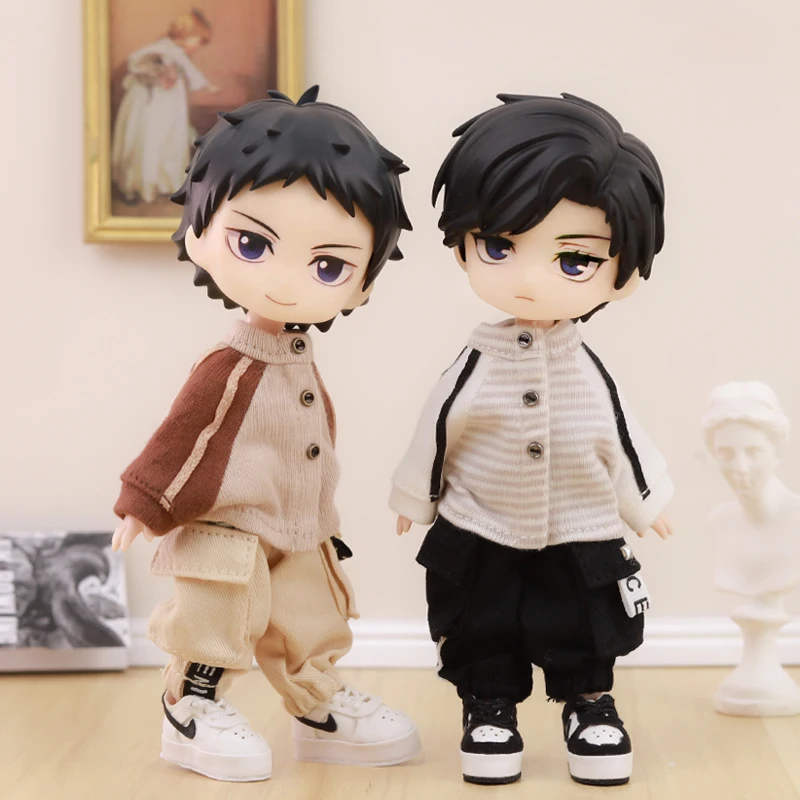 OB11 Baby Clothes Baseball Uniform Letter Overalls Suit Coat Fashion Pants For Obitsu11 YMY Body 1/12 BJD Doll