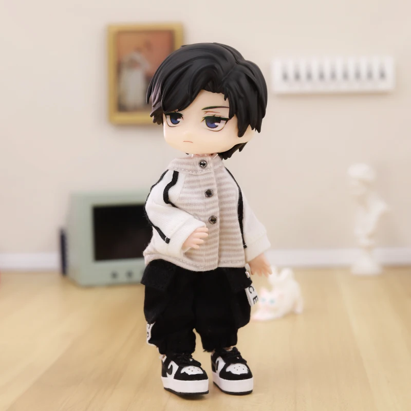 OB11 Baby Clothes Baseball Uniform Letter Overalls Suit Coat Fashion Pants For Obitsu11 YMY Body 1/12 BJD Doll