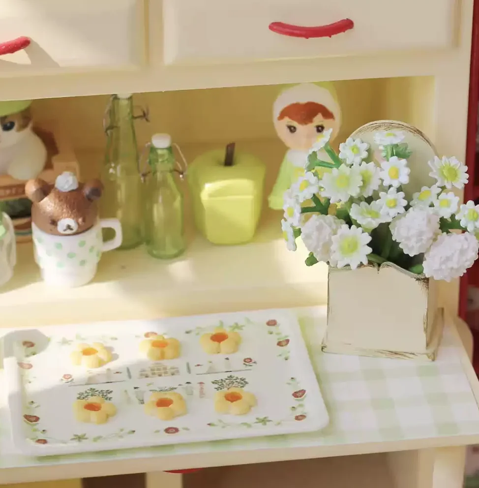 Miniature Retro Furniture Ornaments Mini Speaker Mug Hand-painted Flower Plate Mirror Blythe Doll Afternoon Tea Shooting Props