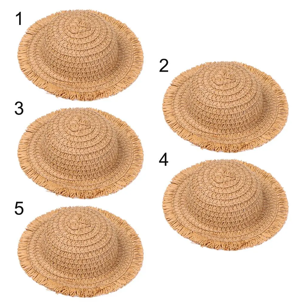 5 Sizes Tassel Hat for 1/81/61/41/3 Doll Doll House Ornament Straw Hat Doll Hat Accessories Hand Weaved Hats
