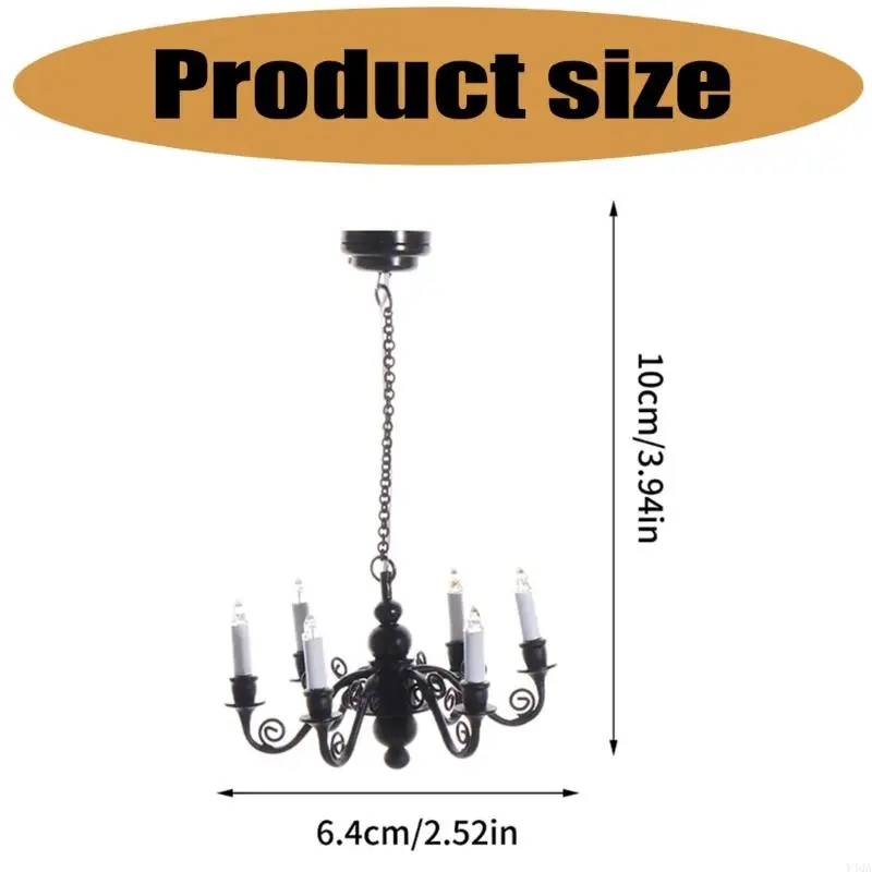 Y4QA Dollhouses Ceiling Light 6 Head Lamp Chandelier Lamp 1/12 Home Accessory