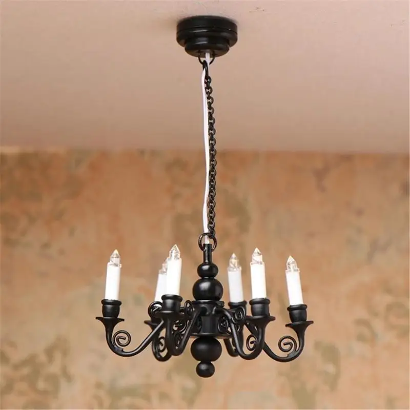 Y4QA Dollhouses Ceiling Light 6 Head Lamp Chandelier Lamp 1/12 Home Accessory