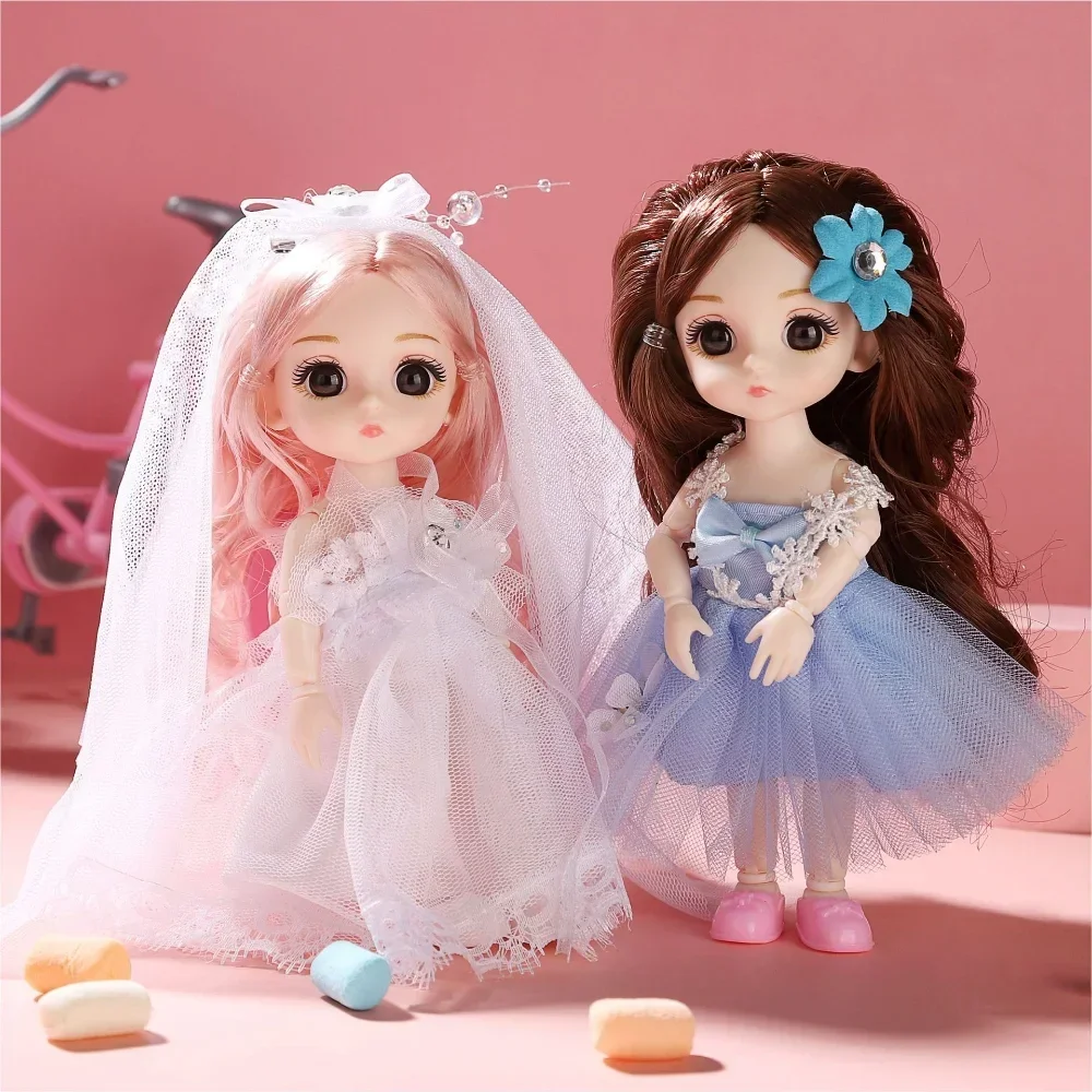 16cm DIY Dress Up Doll BJD Doll 1/12 with Clothes and Shoes Movable 13 Joints Cute Sweet Face Girl Gift Child Toys Princess Doll